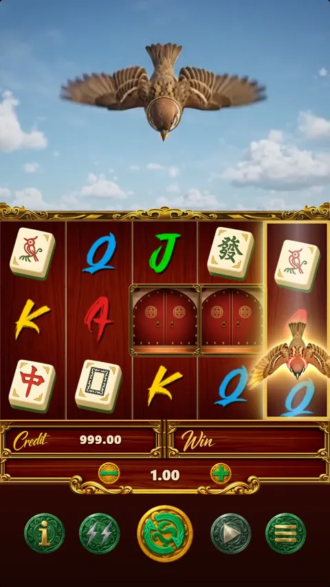 Scatter Respin: a sparrow dives into reel 5 while that reel spins again